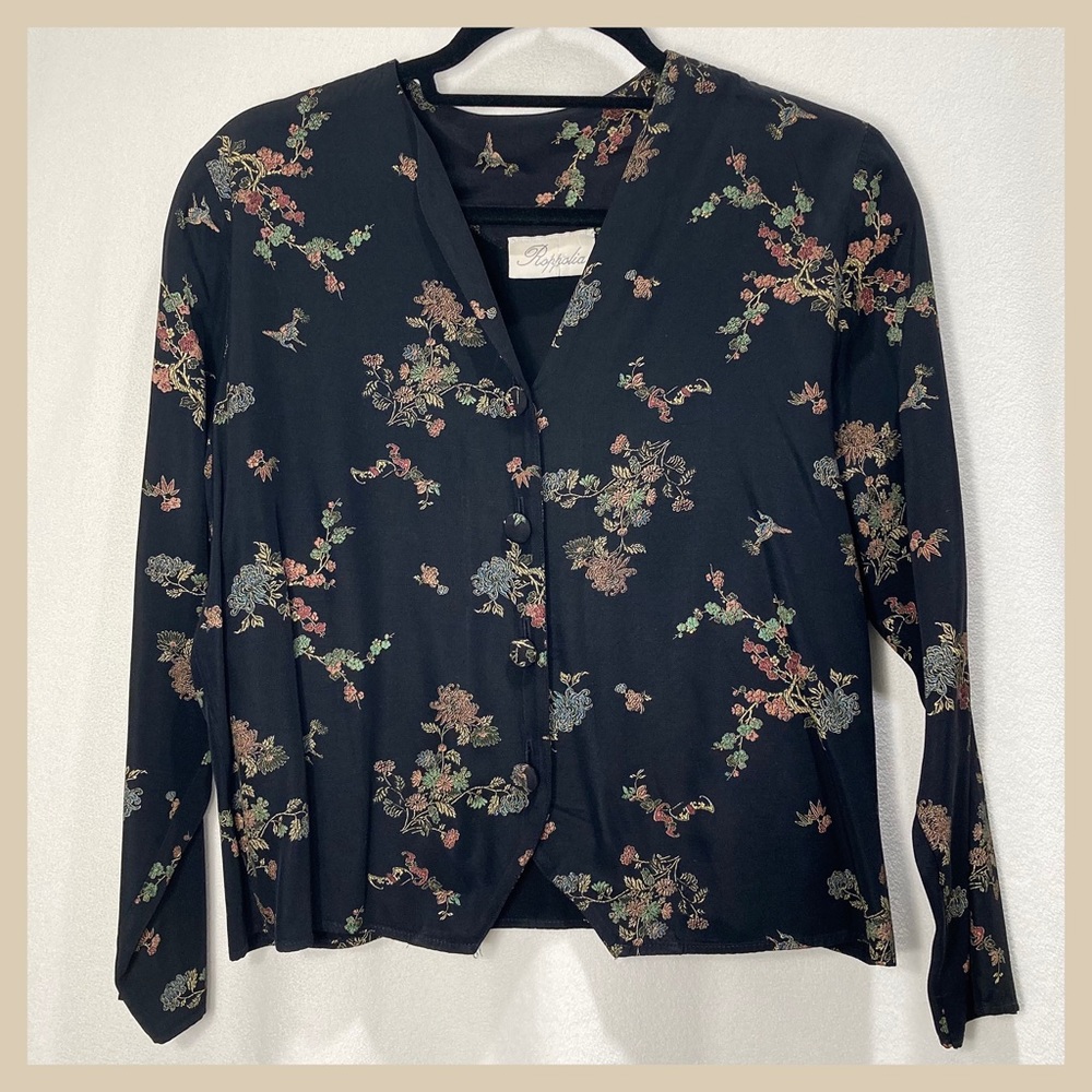 90's Silky "Asian" Print Button-Down